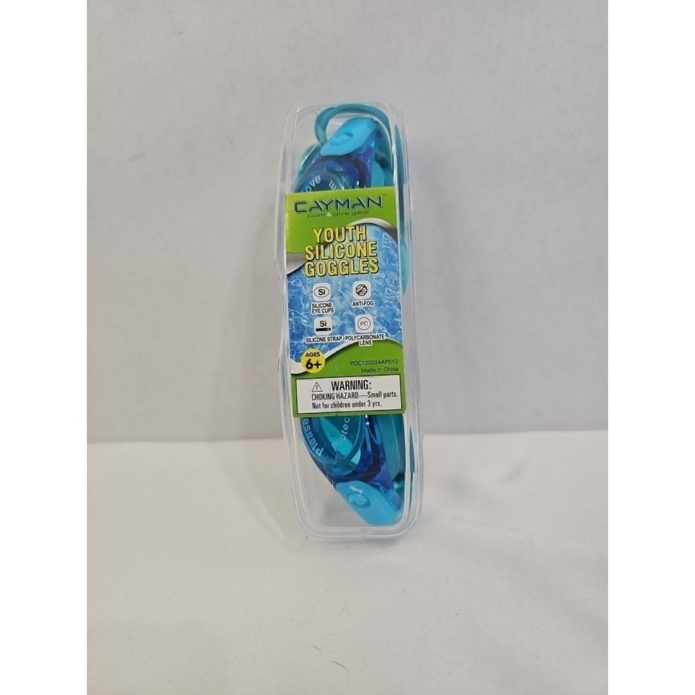 Cayman Youth Swim Goggles Silicone Protection Anti-Fog-Polycarbonate Lens Teal